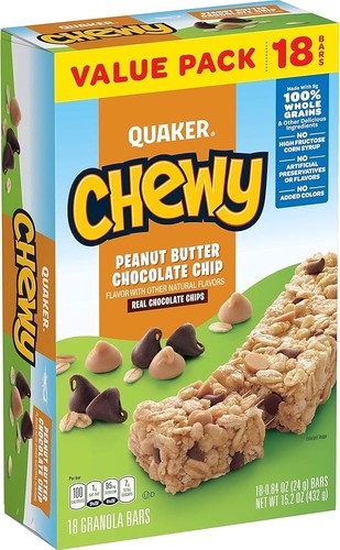 Quaker Chewy Peanut Butter Chocolate Chip Granola Bars, 15.2 OZ