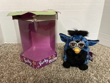 Vintage 1999 Furby Blue Black Turtle Mdl 70-800 Tiger Electronics Works w/Box