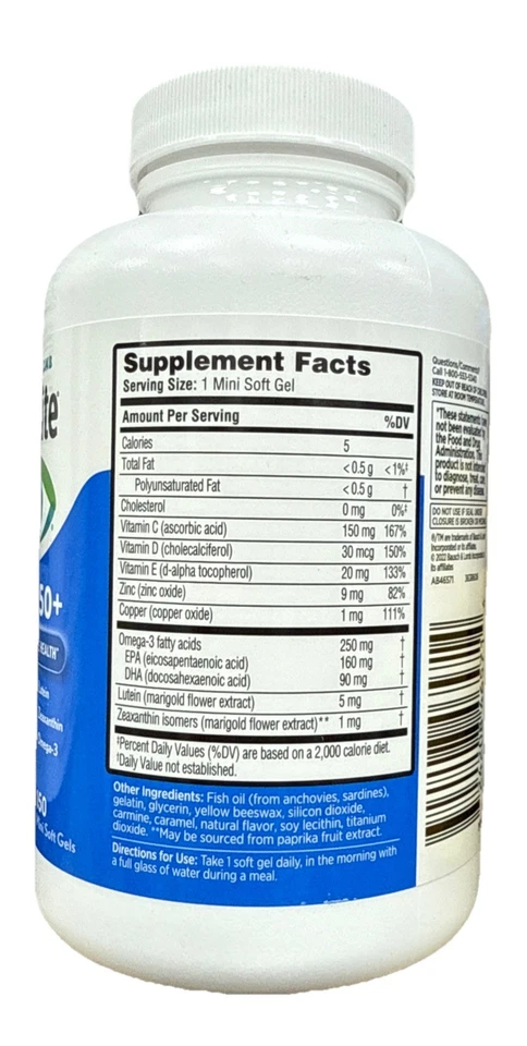 Bausch & Lomb Ocuvite Adulto 50+ Suplemento Vitamínico y Mineral para Ojos - 150 Cápsulas Blandas Foto 2 de 3