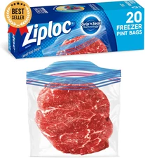 Pint Food Storage Freezer Bags with Grip 'N Seal Technology, 20 Count