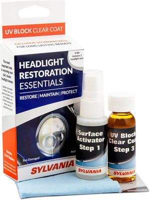 Headlight Restoration Essentials Kit UV Block Clear Coat Restore Sun Damaged