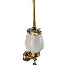 Leyden Antique Brass Toilet Brush Holder, Retro Toilet Brush Organizer with C...