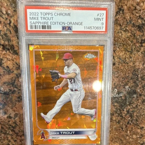 Topps 2022 Chrome Sapphire Orange /25 Mike Trout #27 PSA 9 Angels