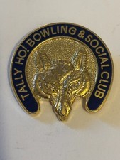 Tally Ho Bowling & Social Club - Black and gold wolf pin badge