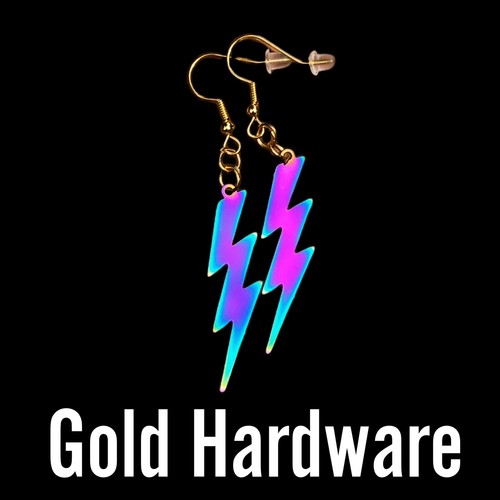 Women’s Men’s Colorful Iridescent Lightning Bolt Earrings - Picture 8 of 11
