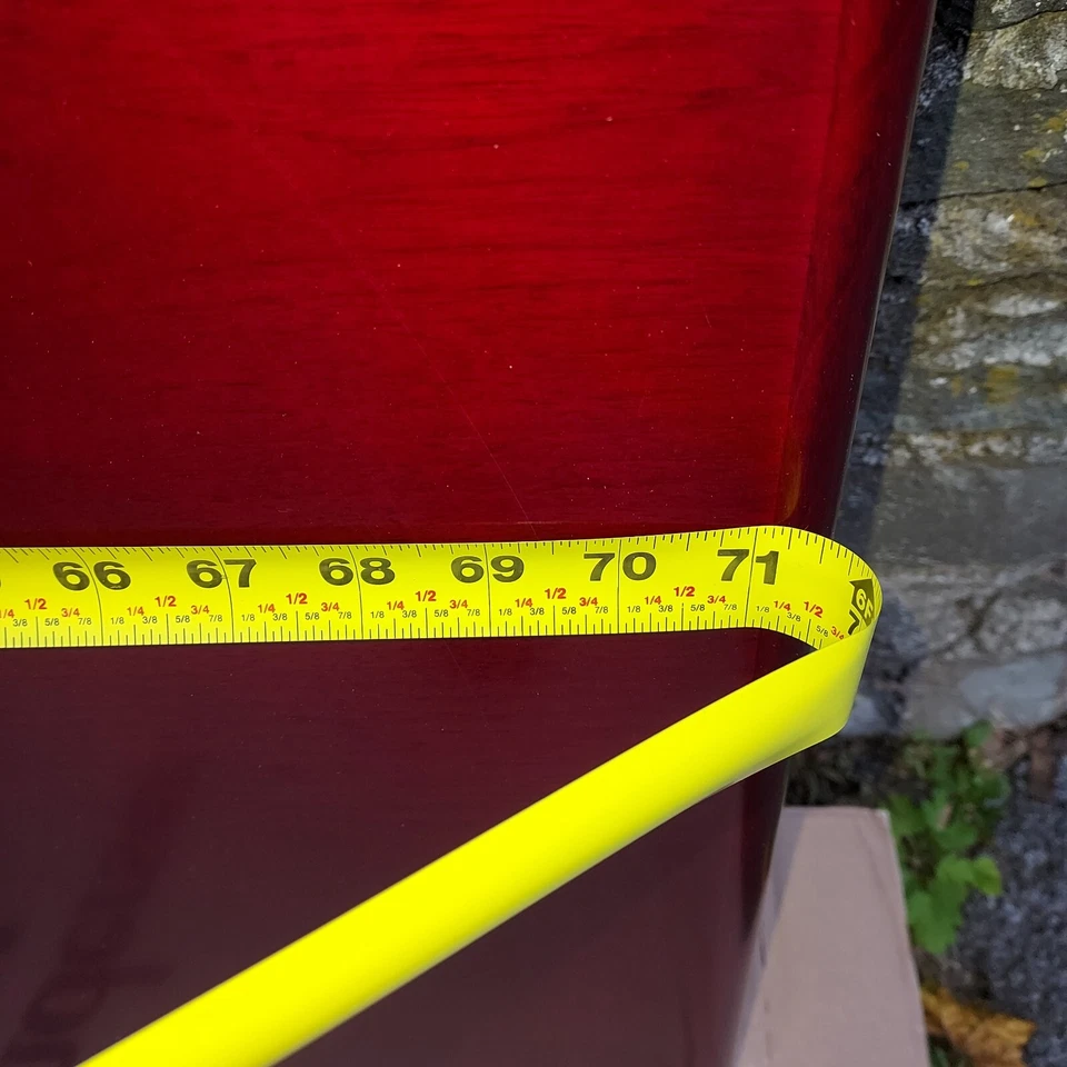 Red High Gloss 71"x36" Tapered Oval Dining TABLETOP ONLY Bullnose Red&Black Edge - Image 2 of 4