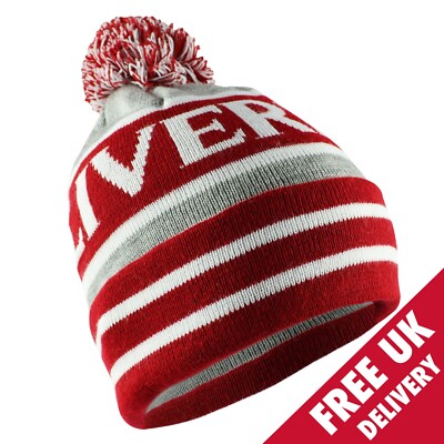 Liverpool Bobble Hat Grey, Red \u0026 White 