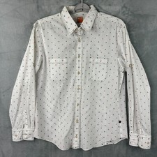 hugo boss orange label white button down shirt square dot long sleeve size XL