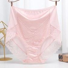 Ladies Lace Underpants Satin Brief High Waist Panties Oversized Seamless Comfy