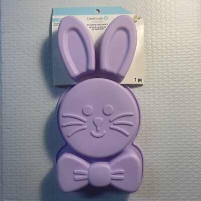 Easter Bunny Rabbit Shaped Pull Apart Purple Cake Baking Pan Mold Silicone NEW