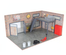 Two-floors brick garage Diorama model kit Size 1/43 Model car display 1:43 scale