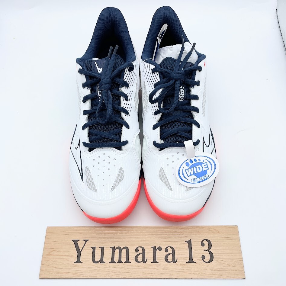 MIZUNOα 26cm Mizuno Wave Exceed Tour 5 AC Tennis White Navy Coral 61GA2315 14