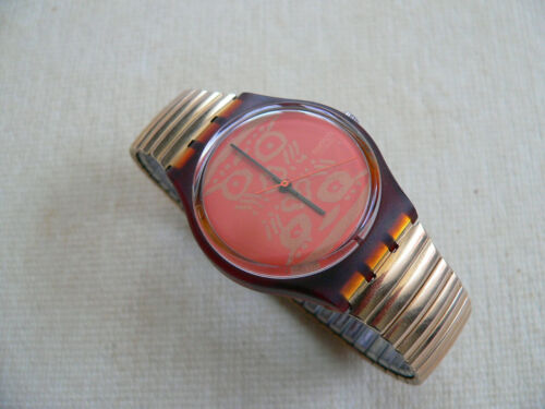1993 Orologio Vintage Swatch Stampa Pelle GF103 - Foto 1 di 7