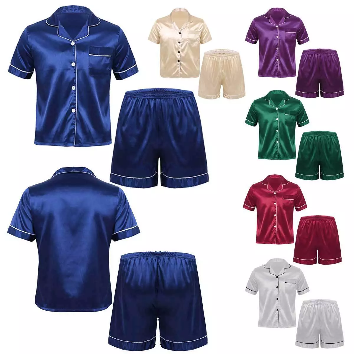 Mens silk pajama short set sale