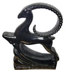 Royal Haeger Gazelle Ibex Antelope Vtg MCM Ceramic Black Oil Slick Gloss 19"