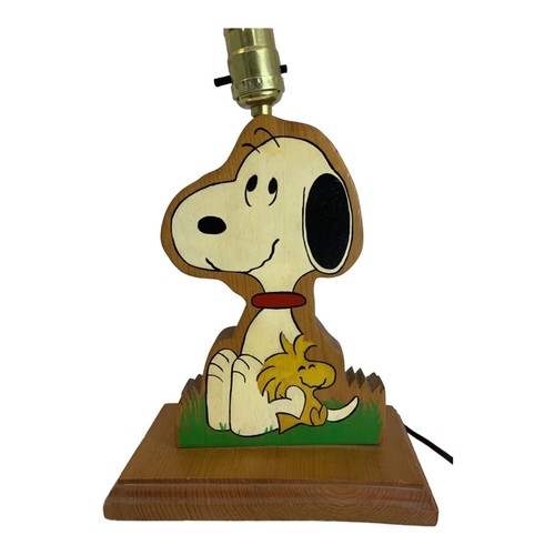 Peanuts Snoopy Wooden Handmade Lamp NO Shade 13" Tall - Tested & Works