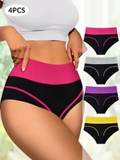 4 bragas de cintura alta para mujer, transpirables y a la moda.