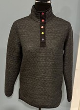 Marine Layer Corbet Quilted Quarter Button Pullover Women  s Small Charcoal Gray