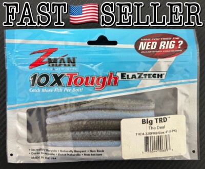 6-Pack Z-Man BIG TRD NED RIG Finesse 4'' ElaZtech Worms Fishing Lure, The Deal