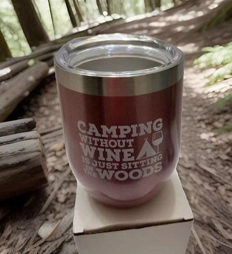 12 oz Insulated Tumbler Cup Travel Mug Camping Without Wine Glass Woods Rose NEW