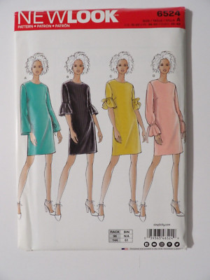 New Look D0720 Shift Dress w Bell Sleeve, Flared w Ties or D-Ring Sz 10-22 6524