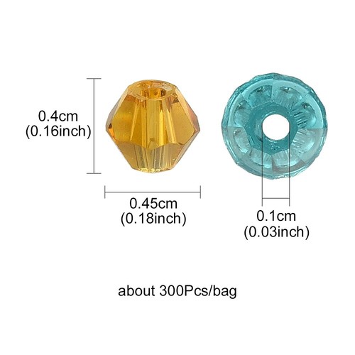 Glass Bicone Beads Faceted Glass Mixed Colours Small 4.5mm x 4mm Approx 300pcs - Picture 7 of 8