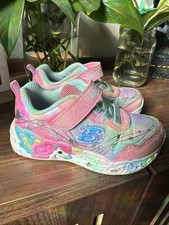 Skechers Girl Little Kid Size 8 Unicorn Light Up Sneakers Shoes Pink