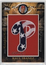 2010 Topps Jumbo Packs Manufactured Hat Logo Relic 67/99 Raul Ibanez 0l2