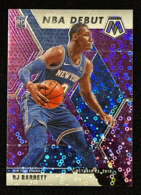 2019-20 Panini Mosaic RJ Barrett NBA Debut #270 Purple Fast Break Prizm RC 28/50