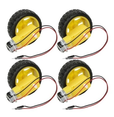 4 Sets TT Motor with Leads, DC 3-6V Gearbox Motor Dual Shaft 200RPM Ratio 1:48 M