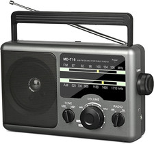 AM FM Portable Radio Battery Operated by 4X D Cell Batteries or AC Power Transis