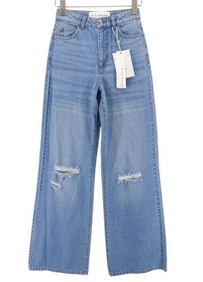 JOHN RICHMOND Icy Damen Jeans W26 Wide Leg High Waist Washed Distressed *
