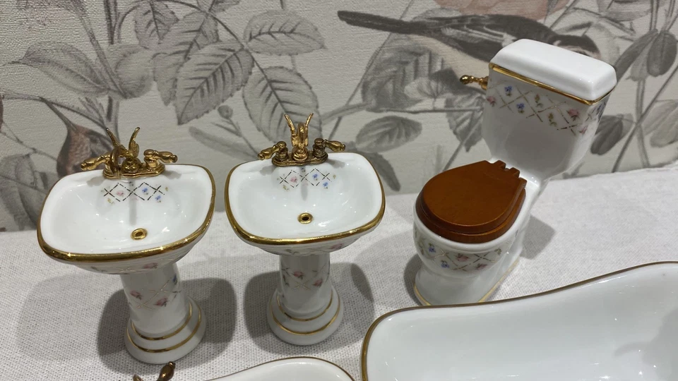 Puppenhaus Miniaturen Badezimmer Set Porzellan Reutter rar 1:12 - Bild 2 von 4
