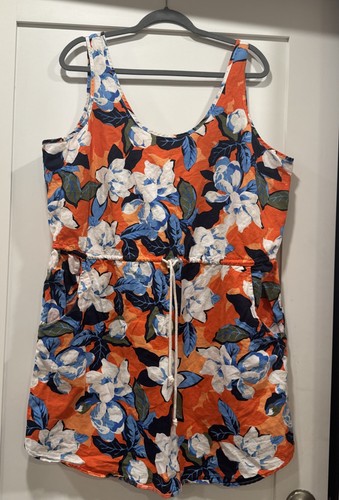 Floral Gap Tank Dress Drawstring Waist Size XL With Pockets
