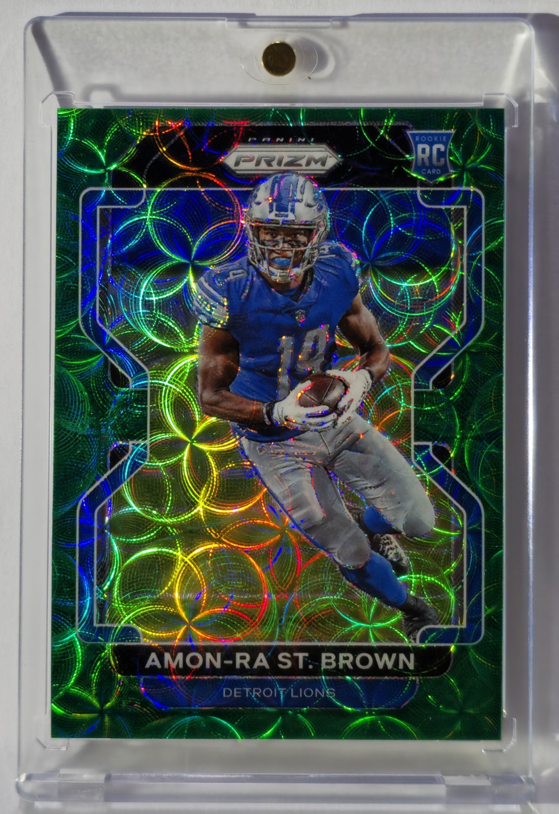 2021 Panini Prizm Football Amon-Ra St. Brown- GREEN SCOPE ROOKIE PRIZM /75