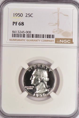 1950 Washington Quarter Proof NGC PF 68 PR68 Gem Silver Coin 25C