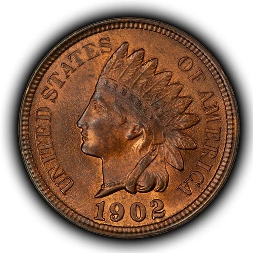 1902 1c Indian Head Small Cent - BU Red Brown Coin - SKU-B5076