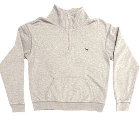 Victoria Secret PINK LOVE PINK Gray Half Zip Leopard Sweatshirt Size Small Petit