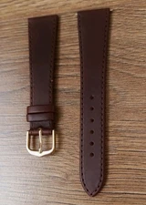 20mm VINTAGE APOLLO PRESTIGE CALF LEATHER BROWN WATCH STRAP, GOLD BUCKLE, NOS