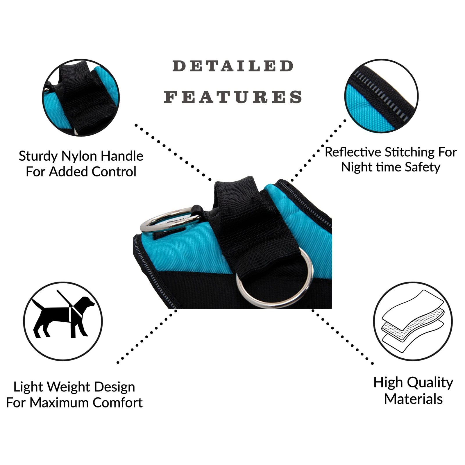 Essential Dog Harness, No-Pull Pet Vest with 3 Leash Clips, No Choke, Reflect...