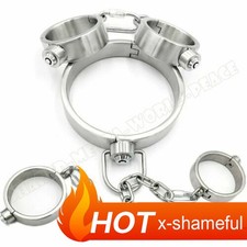 Stainless Steel Hand Collar Wrist Ankle Cuffs Restraint Heavy Duty Shackle New