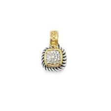 David Yurman Sterling Silver 18k Yellow Gold 0.28ctw Diamond Pendant