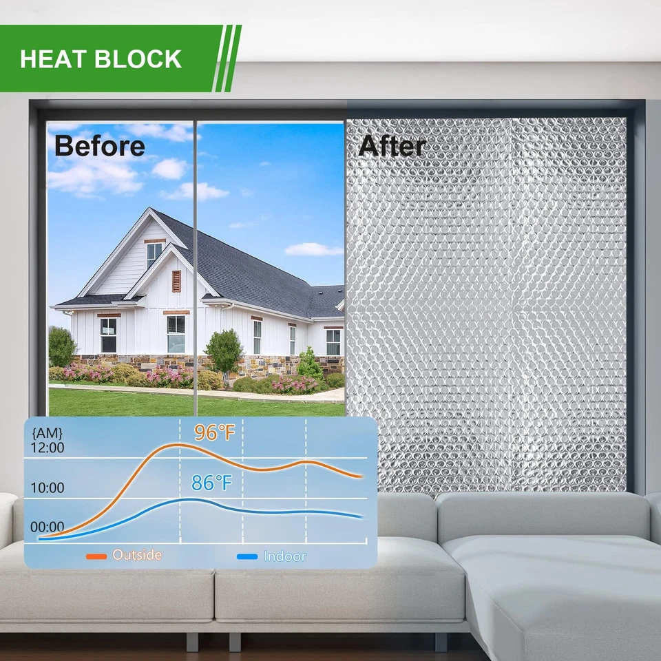 Reflective Insulation Foam,48"x 10 Ft Window Insulation for Summer Heat,Aluminum - Image 4 of 4