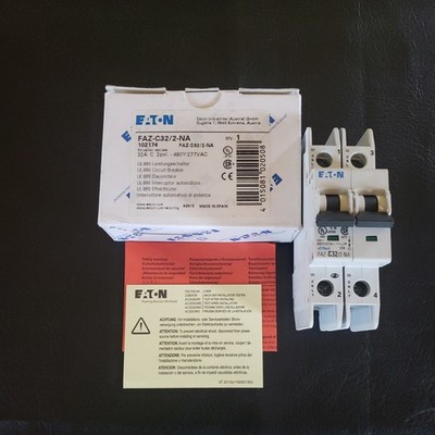 NEW Eaton Moeller FAZ-C30/2-NA-L Din Rail Circuit Breaker 30A 2 Pole 240V
