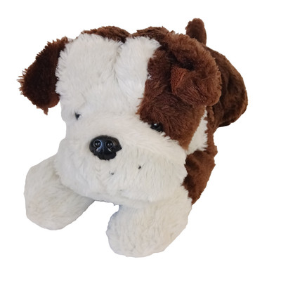 Peek A Boo Toys Bulldog Realistic Puppy Dog Plush 22  Brown White Stuffed Animal