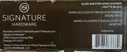 SIGNATURE HARDWARE Slide Bar For Hand Shower Matte Black. - Picture 3 of 5