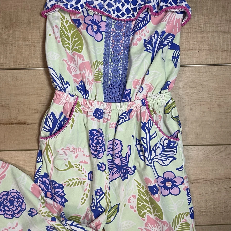 Matilda Jane Girls The Adventure Begins Floral Kids Jumpsuit Romper Size 8 - Image 3 of 4