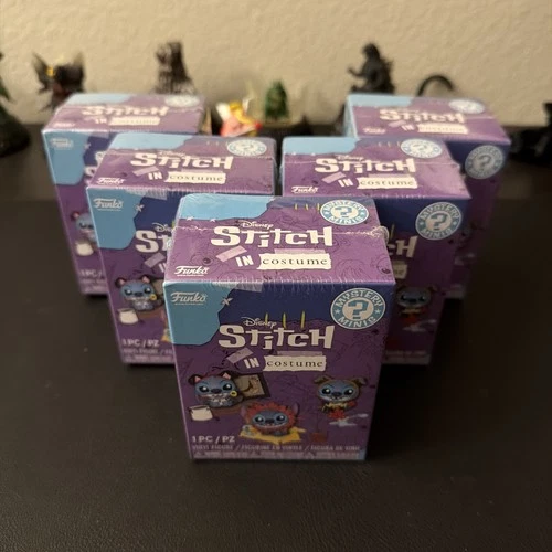 Funko, Disney Stitch In Costume Mystery Minis Lot Of Five Blind Boxes