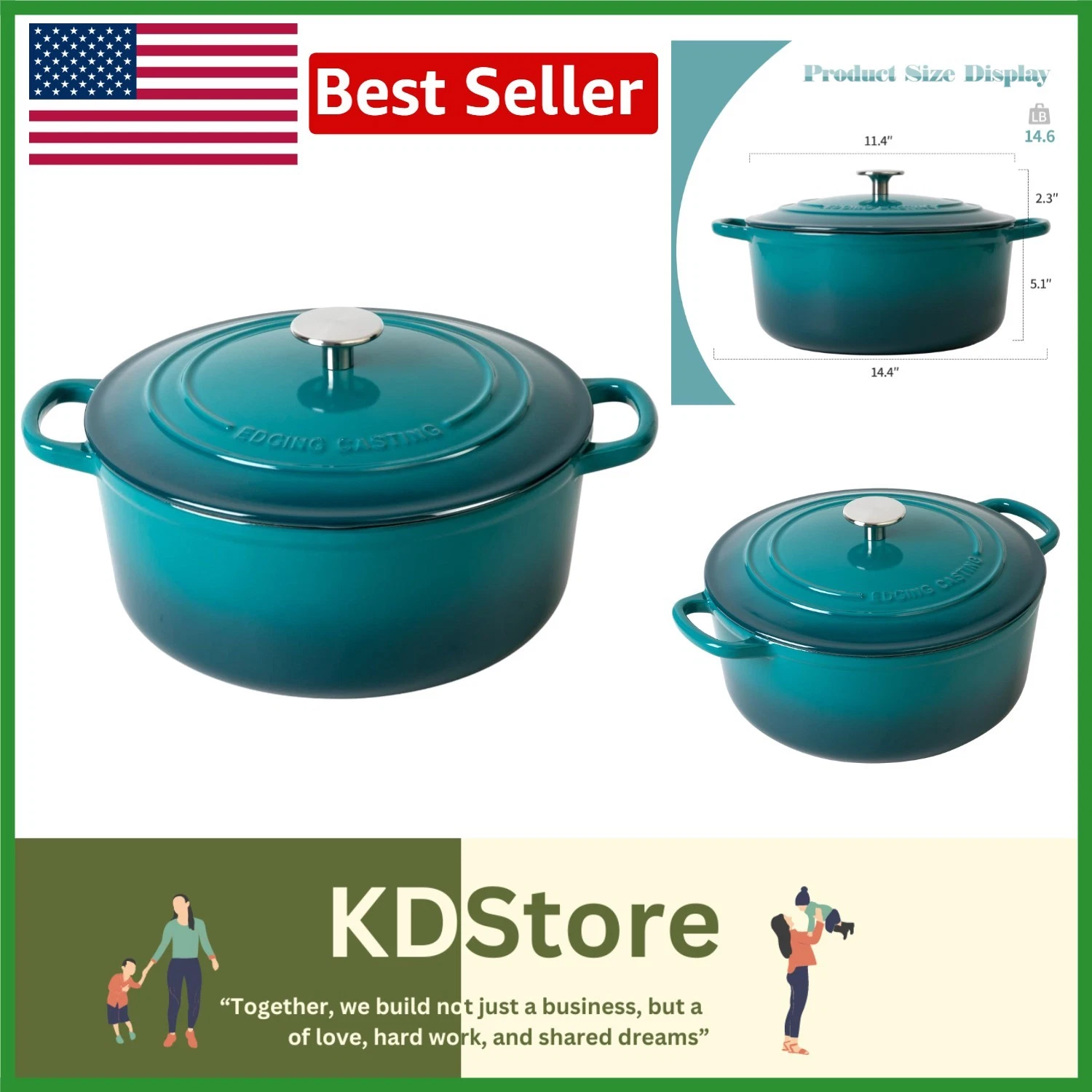 Darkcyan 7 Qt Enameled Cast Iron Dutch Oven for Perfect Baking & Cooking