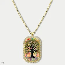 Gorgeous Colorful Tree of Life Pendant Necklace Chain Graphic Dog Tag Chain Gift